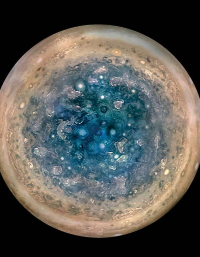 Le pôle sud de Jupiter vu par Juno
