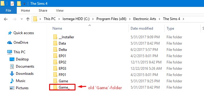 the sims 4 latest game folder